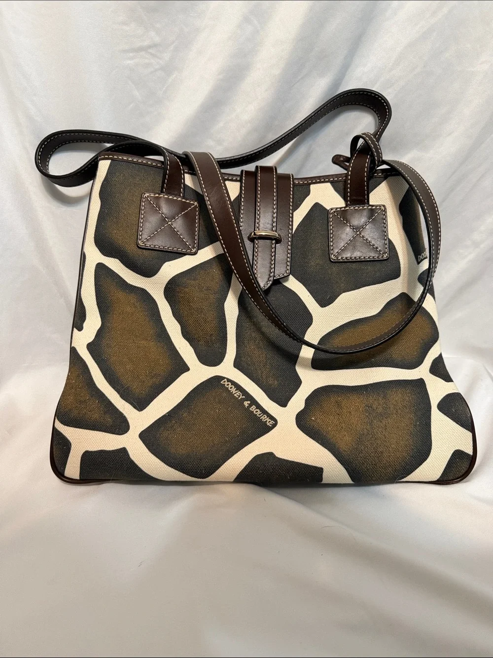 Dooney & Bourke Brown and Cream Giraffe-Print Shoulder Bag